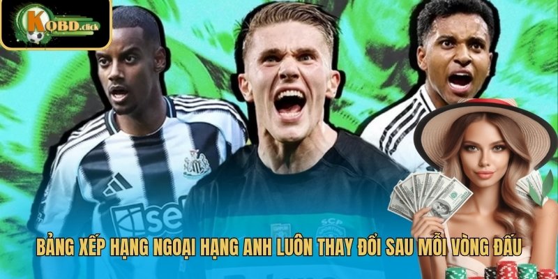 Bảng xếp hạng Ngoại hạng Anh luôn thay đổi sau mỗi vòng đấu