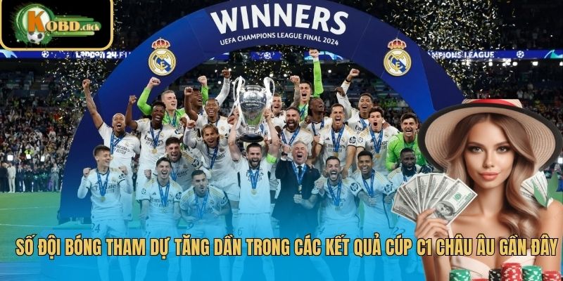 Số đội bóng tham dự tăng dần trong các kết quả cúp C1 Châu Âu gần đây